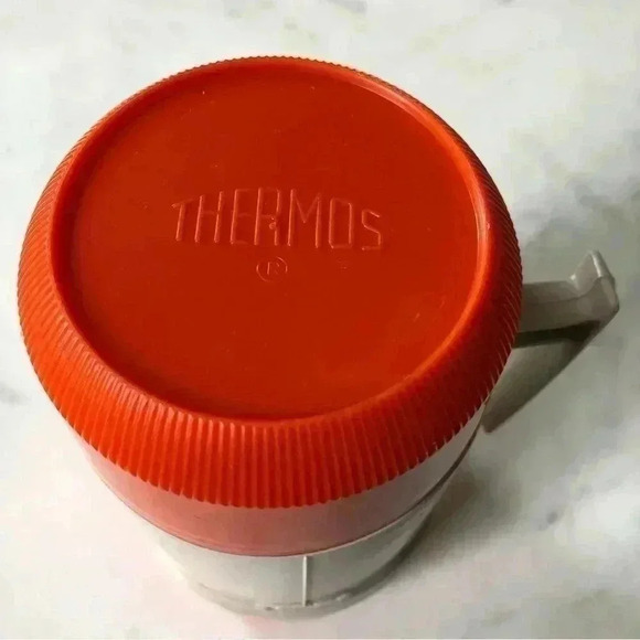 Vintage 60s orange glass insert wide mouth  Thermos model 6202 - Picture 5 of 9